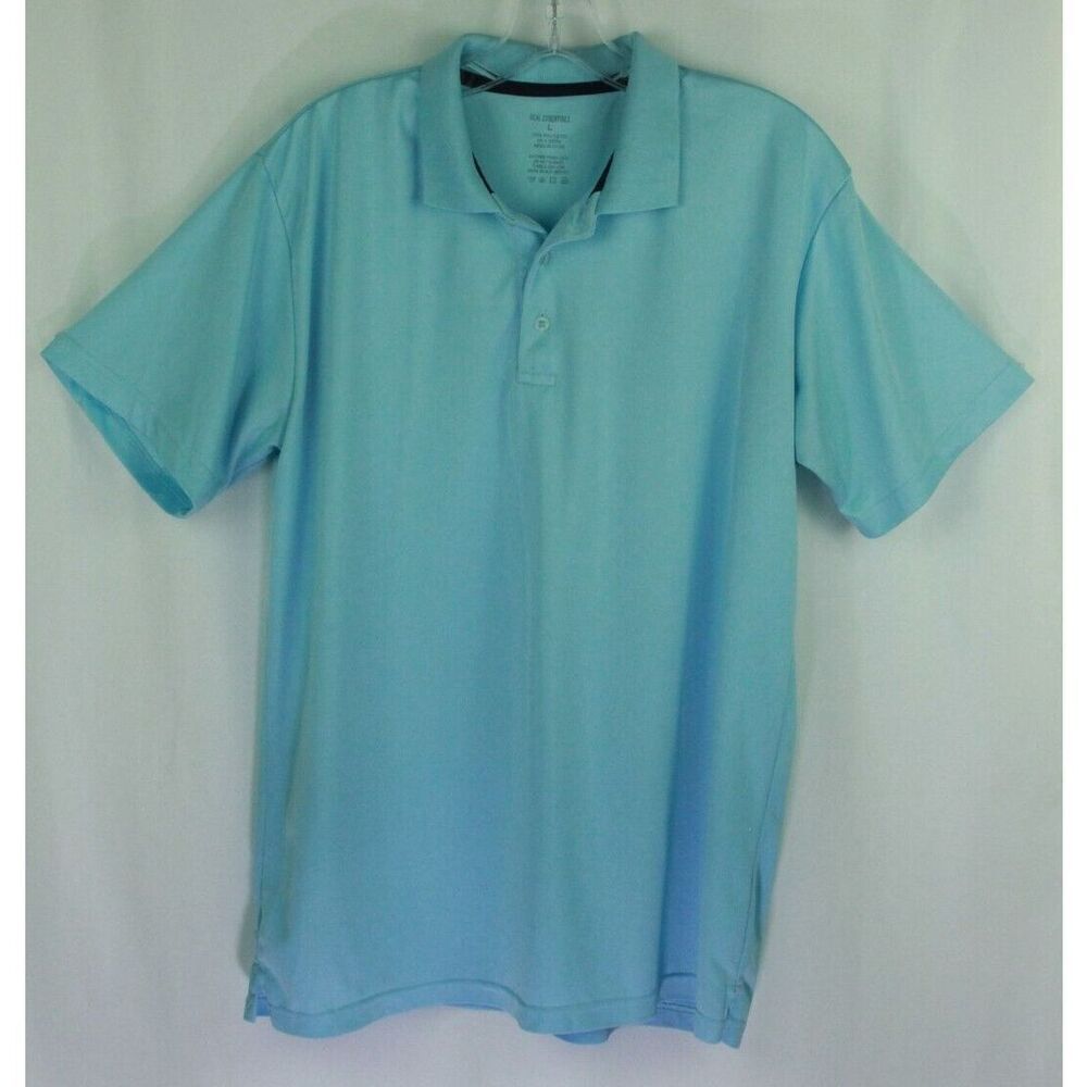 Real Essentials Shirt L Blue Polo Short Sleeve Mens Size Large